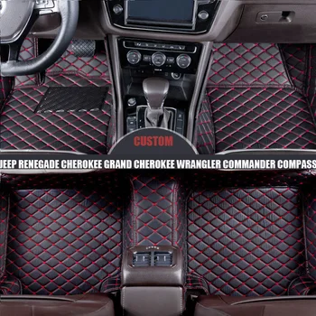 

custom car floor mats Leather for Jeep Renegade Cherokee Grand Cherokee Wrangler Commander Compass Patriot auto carpet Trunk mat