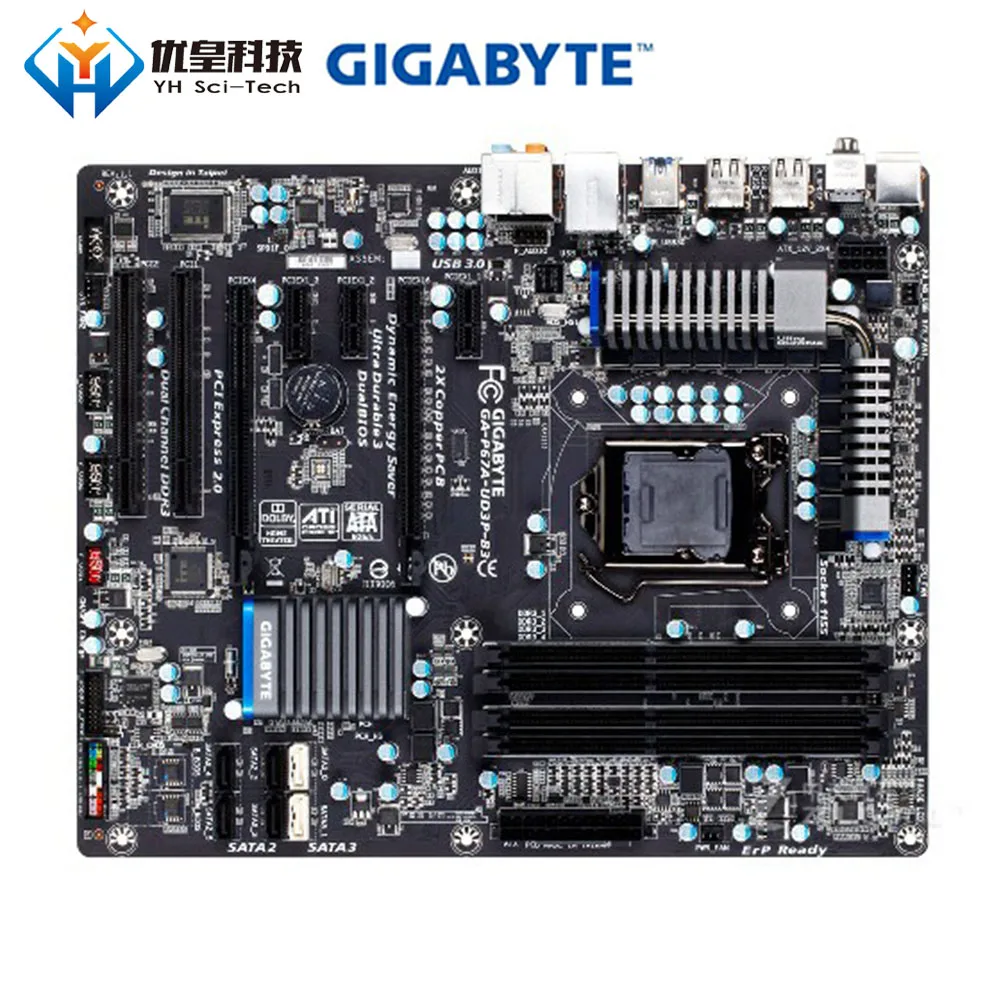 

Original Used Desktop Motherboard Gigabyte GA-P67A-UD3P-B3 LGA 1155 Core i7/Core i5/Core i3/Pentium/Celeron 32G DDR3 ATX