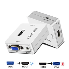 Adaptador convertidor VGA a HDMI Mini VGA2 HDMI con conector de Audio 1080P para Notebook PC HDTV proyector portátil