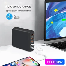 Умное зарядное устройство PD 100 Вт, быстрая зарядка GaN Type c QC 4,0 3,0, быстрая зарядка для планшетов, планшетов, Xiaomi, iphone pro.11, 8, 7, Macbook