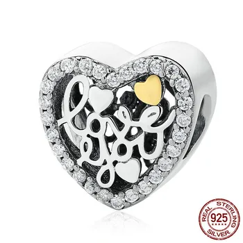 

Openwork Love Script Crystal Beads fit 3mm Bracelet Bangle Authentic 925 Sterling Silver Charms For Women DIY Jewelry Making