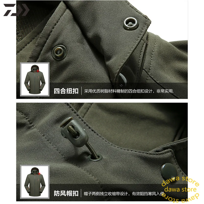Waterproof Daiwa Fishing Jacket Autumn Winter Thick Thermal Fishing Clothes Men Zipper Solid Hiking Camping Fishing Clothing