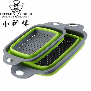 

Edible Rubber Collapsible Colander Set Fruit & Vegetabler Storage Basket Double Layer Plastic Basket Tools Set