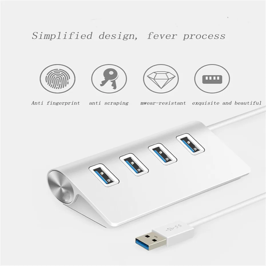BASIX Usb 3,0 концентратор 4 адаптер портов 4 в 1 USB 3,0 OTG концентратор с 4* USB3.0 алюминиевый порт сплав для Macbook Air ноутбук ПК планшет