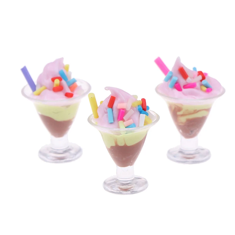 1Pc 1/12 Dollhouse Miniature Food Mini Resin Ice Cream Cups Drinks Model Toys Sent Randomly