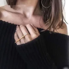 Размер 7# простая медная длинная планка минималистичные кольца миди для женщин геометрическое кольцо на кончик пальца подарок ювелирные изделия