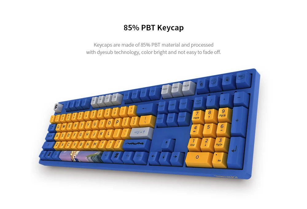 AKKO 3108 V2 Mechanical Gaming Keyboard DragonBall Z Vegeta 108 Key Dyesub PBT Keycaps Cherry MX Switch