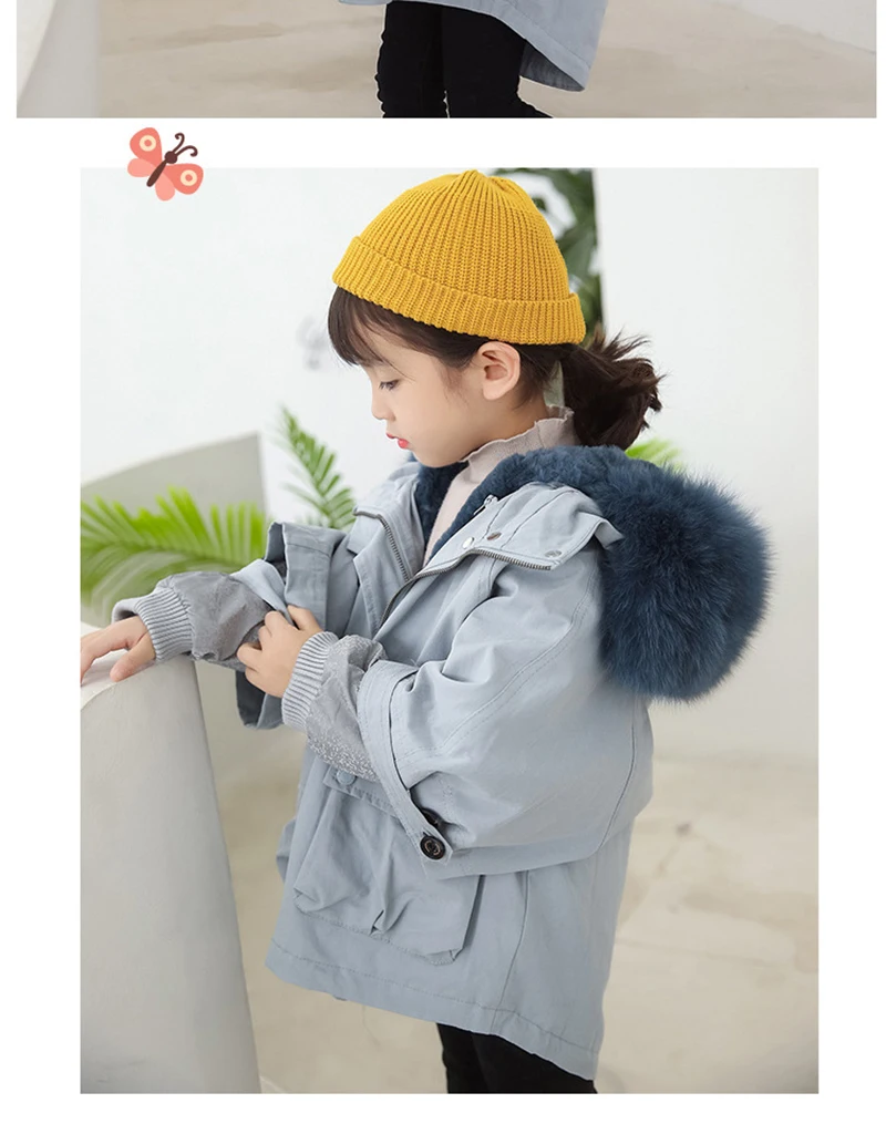 Модная шуба натуральный мех для девочек, детские куртки с меховым воротником, теплое меховое пальто для мальчиков, зимнее пальто для девочек, детские зимние костюмы, парка для девочек