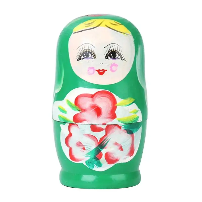 Куклы для девочек в русском Matryoshka, игрушки для родителей и детей, развивающие интерес, матрешки, ремесла для детей, подарок на день рождения - Цвет: Зеленый