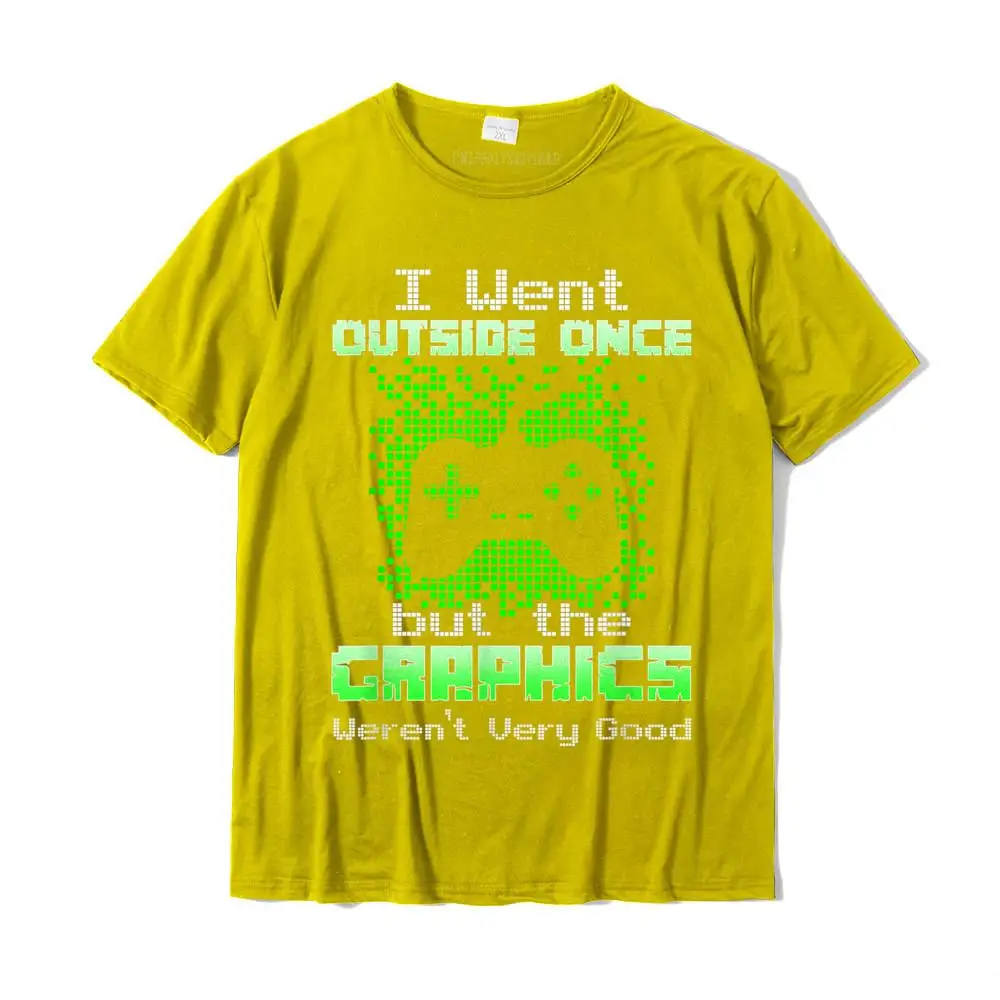 Custom All Cotton Mens Short Sleeve Tops & Tees Camisa Summer Fall Tshirts Casual Tops Shirts 2021 Popular O Neck I went Outside Once The Graphics - Video Gaming T-Shirt__MZ16529 yellow