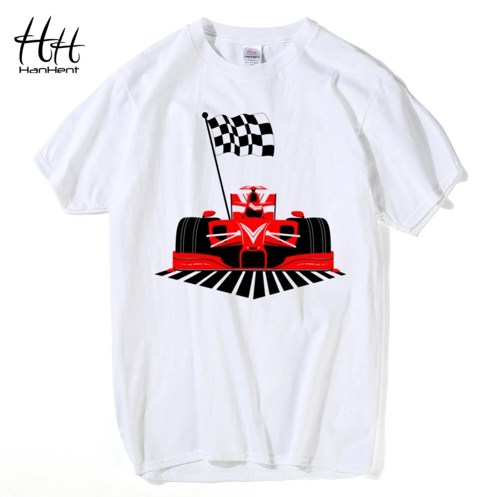 HanHent New 2019 Summer Tees Tops Racing Car Print Men Swag T-Shirt Top Quality Cotton Hip Hop Short Sleeve T shirt | Мужская одежда