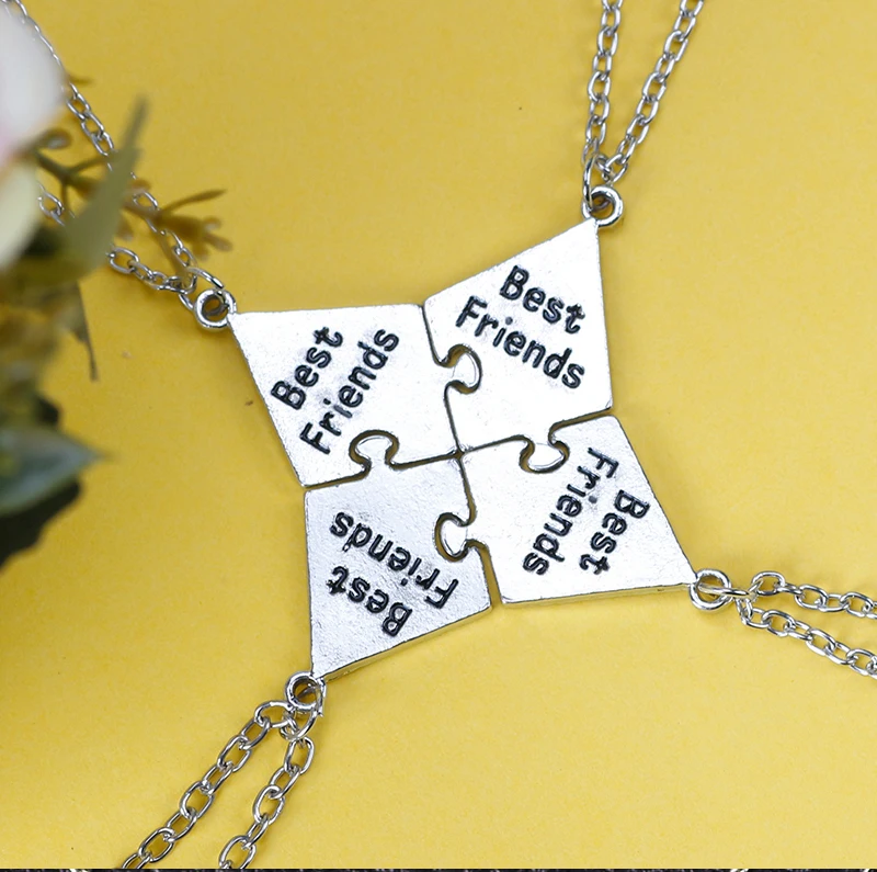 Beste Freund 4 Stück Set Anhänger Halskette Bff Freundschaft Brief Gute Halskette männer frauen Choker Schmuck Geschenk – Detail 9
