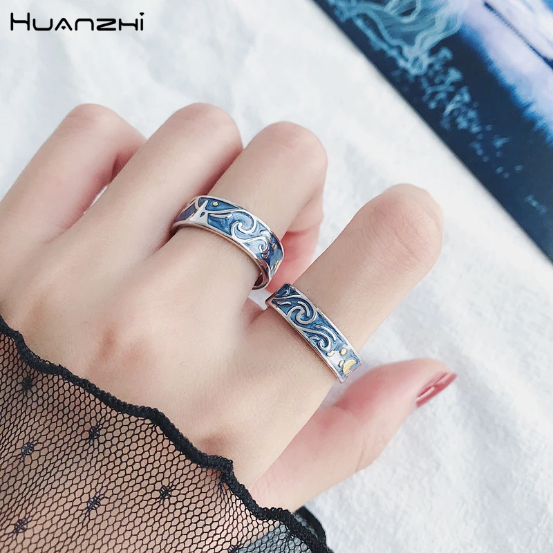 HUANZHI 2020 нерегулярные Звездная ночь Ван Гог Искусство Живопись посеребренные
