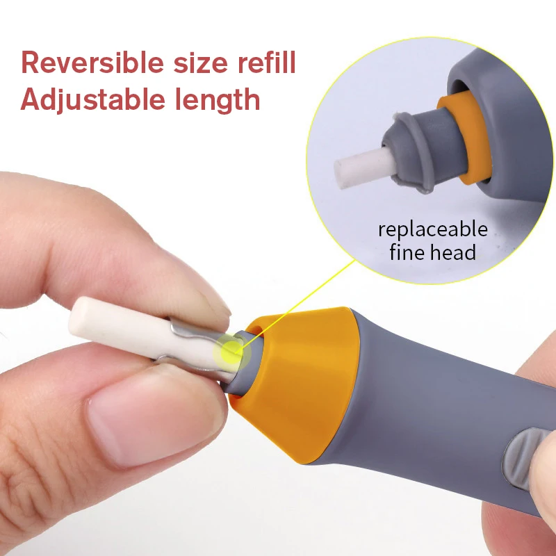 Black/Gray Electric Eraser With Refill Cute Electronic Pencil Rubber For Kids Painting Drawing Stationery Office School Supplies