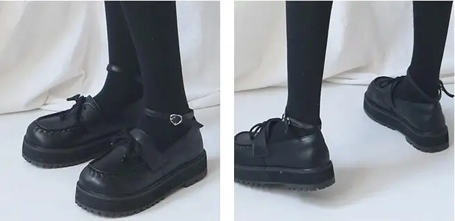 Стиль японского колледжа милые туфли в стиле «Лолита» в винтажном стиле, круглый носок, толстая подошва, школьная форма для японской средней школы женская кожаная обувь с бантом; обувь Kawaii