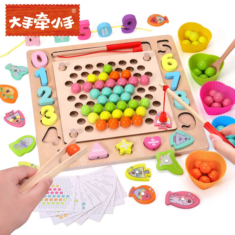 

Big Hands Hands for Clip Beads Jigsaw Puzzle Game Children'S Educational Clip Colorful Ball Training Baby Note Force Parent And