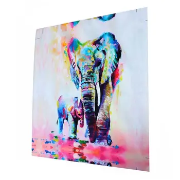 

New Warm Elephant Oil Painting HD Photo Print Canvas Unframed Watercolor Painting(Size: 60cm by 60cm, Color: Multicolor)