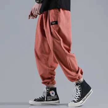 

2020 Spring Summer New Casual Pants Men Solid Color Ealstic Waist Drawstring Japanese Streetwear Hip Hop Sports Trousers Men