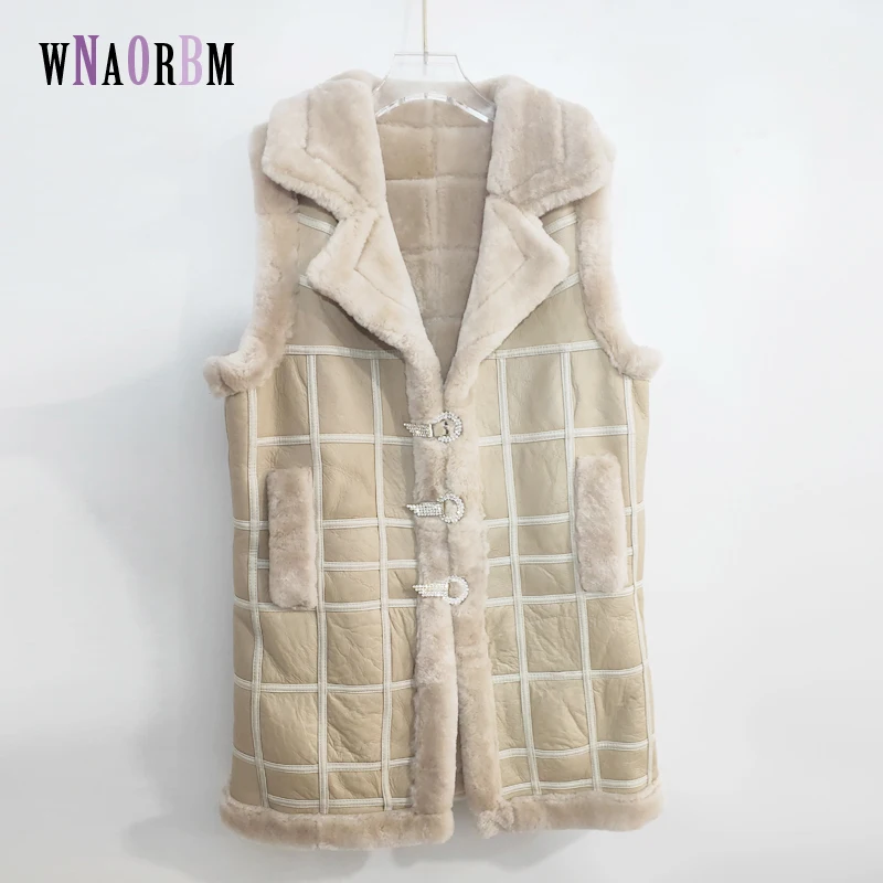 2021 autumn and winter new women s wear short lamb wool sheep shearing coat women s plaid splicing korean small coat Natural Wool Sheep Shearing Autumn Winter Women's Tops Warm Leather Coat Women Vest New Fashion Sheepskin Sweater Vest Coat