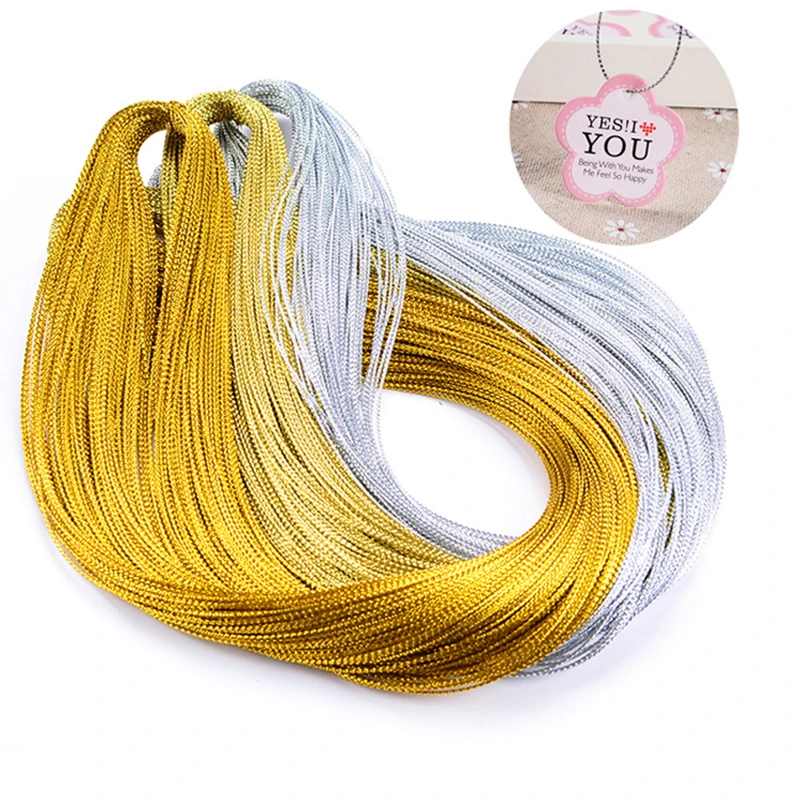 

100m Rope Gold Silver Cord Gift Packaging String Metallic Jewelry Thread Cord DIY Tag Line Bracelet Making Labels Mark Lanyard