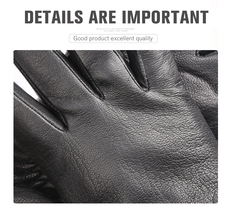 Winter Black Genuine Leather Men's gloves,Keep warm men's winter gloves,simple deerskin men's leather gloves-8011A