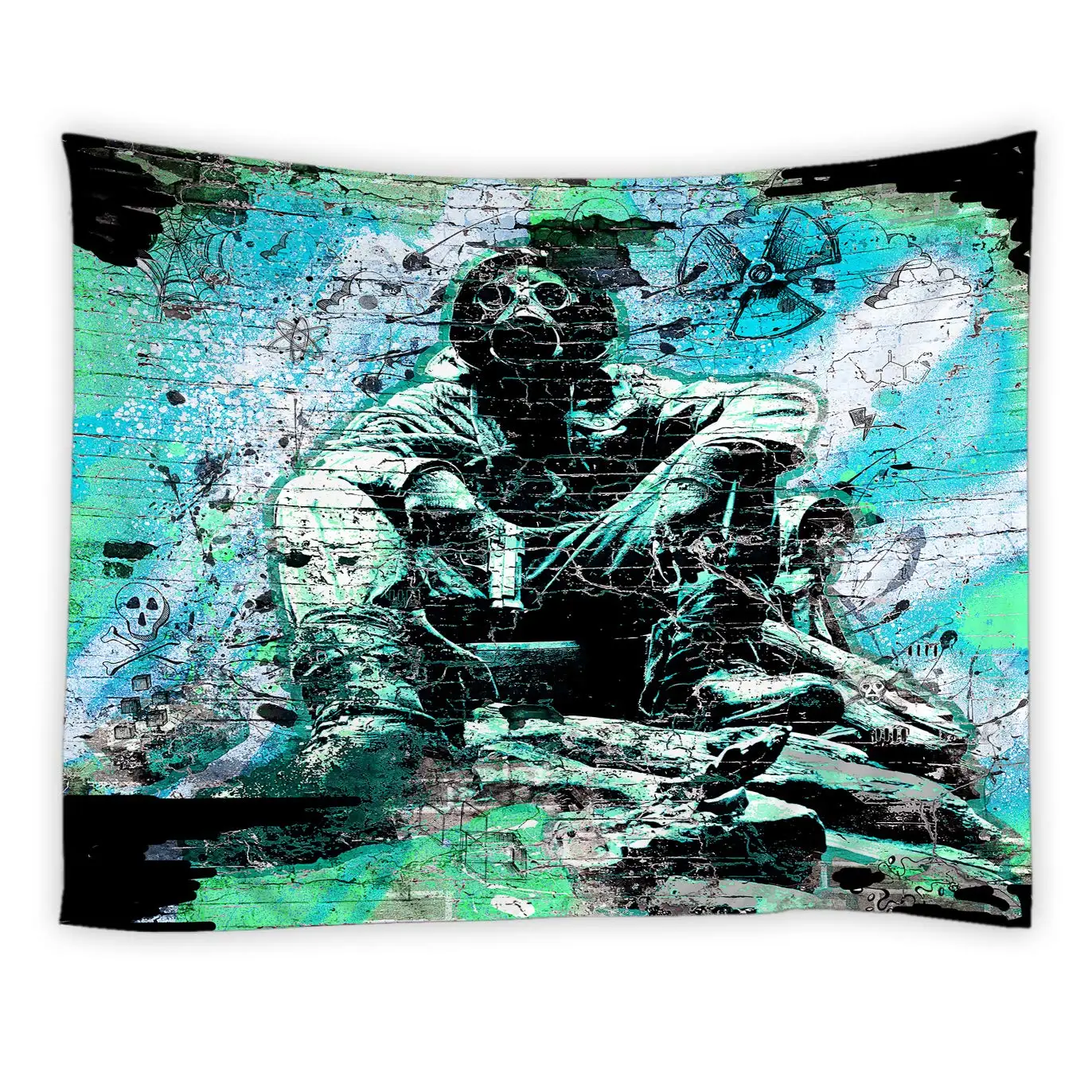 Гобелен кирпичная стена страшный череп абстрактное искусство настенная