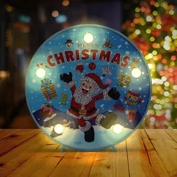 

Christmas LED Lamp 5D DIY Diamond Painting Light Christmas Decoration DIY Embroidery Lamp Partial Drill LED Lamp Xmas Decor Lamp
