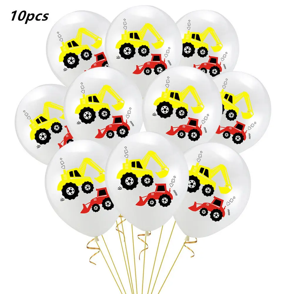 Latex 10pcs С рисунком из мультфильма «Тачки» вечерние одноразовая посуда тарелка Салфетка скатерть чашки строительная техника ко дню рождения украшения, товары для вечеринки - Цвет: Latex 10pcs