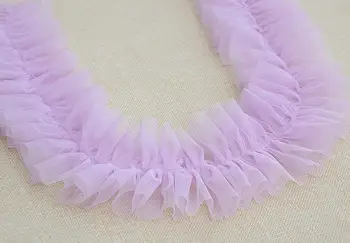 

20 yrds Lavender extra dense ruffled tulle trim frill trim pleated mesh trim, tutu dress fabric, ruffle mesh, wedding decors,