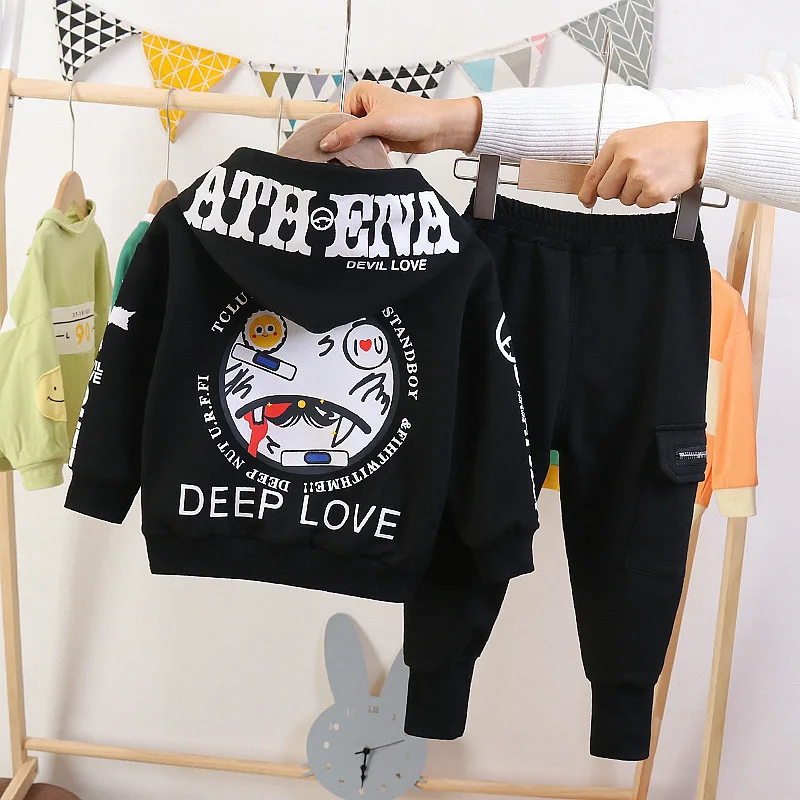 

2020 Spring Childrenswear BOY'S Spring Set Korean-style Children CHILDREN'S Sweater Two-Piece Set Cartoon Western Style