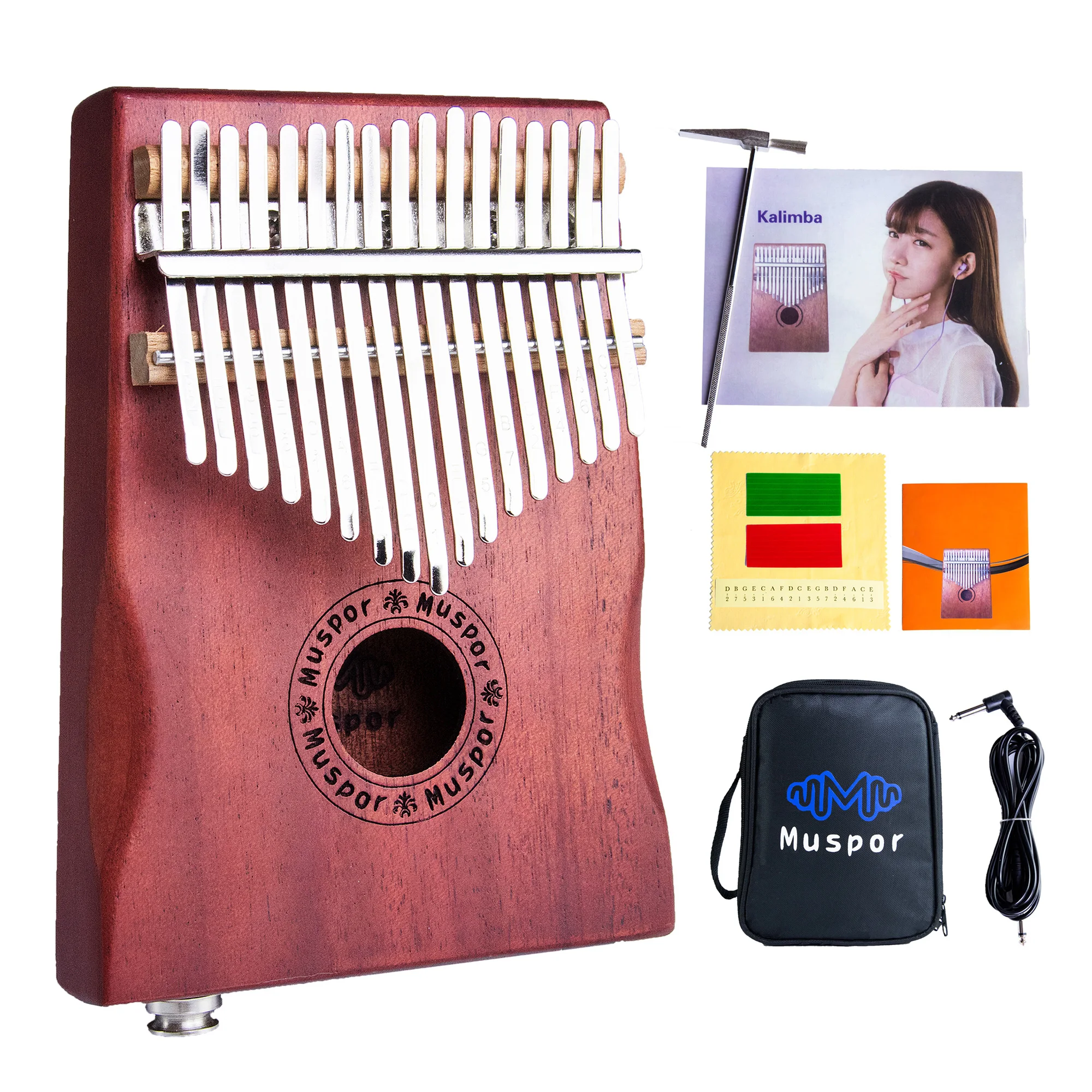 Muspor 17 клавиш Thumb Piano EQ kalimba Mbria Acacia деревянная Связь Динамик электрический датчик с