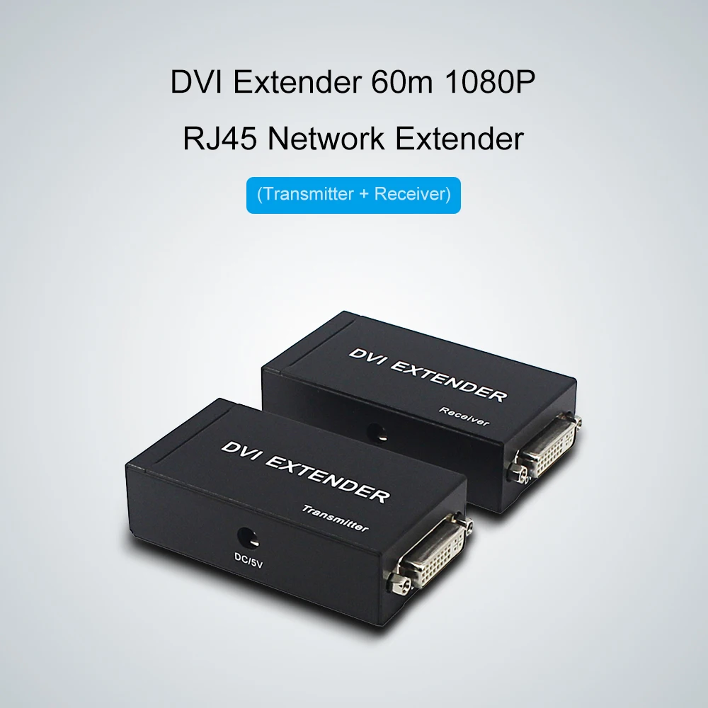 DVI Extender 60m 1080P Over Single Cat-6e/Cat-6 Ethernet Cable Extensor RJ45 Network EU Plug(Transmitter + Receiver) | Компьютеры и