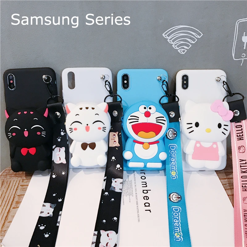 

For Samsung S10 S8 S9 Note 8 9 10 Plus A20 20 50 70 80 J4 J6 J8 Cover Wallet Lucky Cat Kt Cat Soft TPU Silicone Case