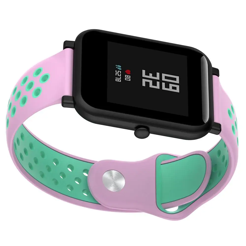 20 мм двухслойный силиконовый ремешок для часов Huami Amazfit Bip A1608 сменный ремешок на запястье браслет аксессуары