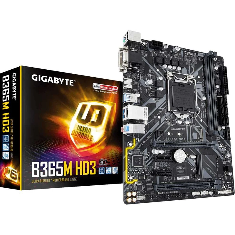Материнская плата Gigabyte B365M HD3 Soc-1151v2 Intel B365 2xDDR4 mATX AC`97 8ch(7.1) GbLAN+VGA+DVI