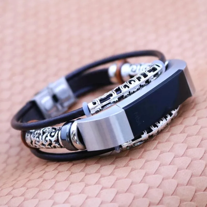 

Leather Bracelet Fitbit Alta/Alta HR Strap,Retro, punk, rock, wild, individual,Transform your Fitbit into a stylish bracelet!