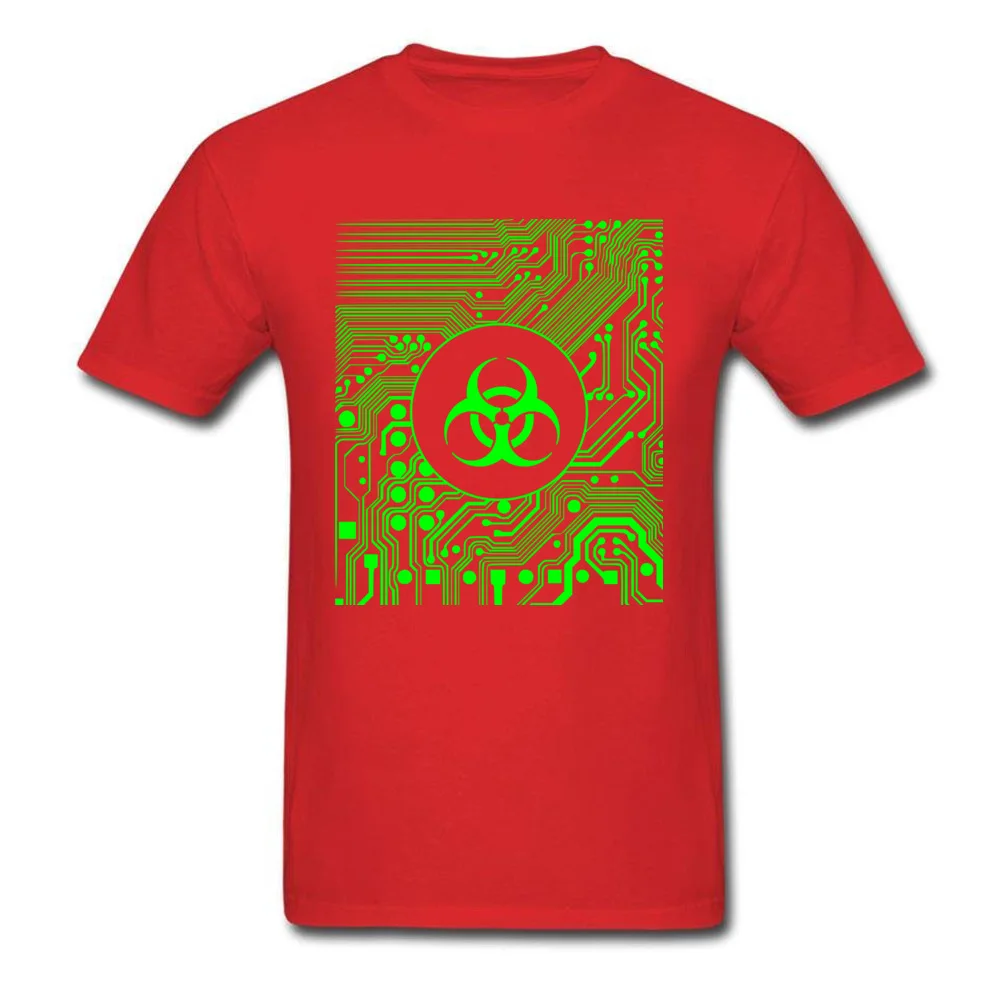 Cyber goth - Biohazard (Green) Pure Cotton T-shirts for Men Short Sleeve Tops Shirts Faddish Autumn Crewneck Tee-Shirts Normal Cyber goth - Biohazard (Green) red