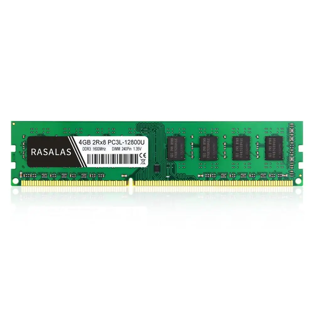  Rasalas 4GB RAM DDR3 2Rx8 PC3-12800U DDR3 1600Mhz 15V DDR3L 1.35V 240Pin NO-Ecc DIMM Desktop PC RAM