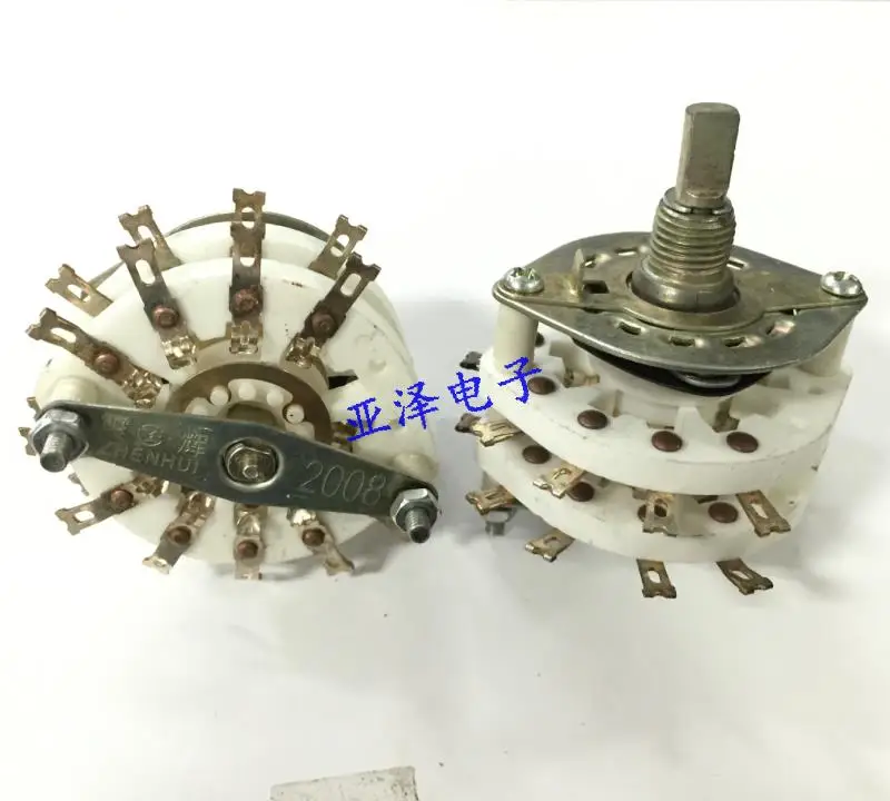 

2PCS/LOT KCT large ceramic rotary band switch, 2 layers, 2 knife, 9 stall switch, rotary switch shaft length 20MM