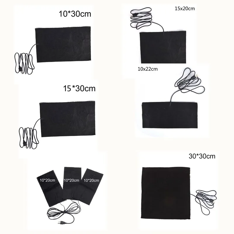 Waterproof USB Charged Warm Paste Pads Carbon Fiber Heating Pad Safe Portable Heating Warmer Pad for Vest Jacket Cloth Supplies