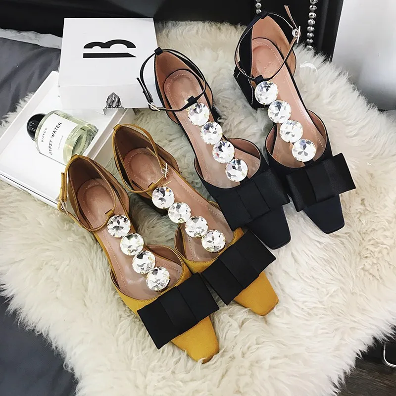 

Med Heels Sandals Women Rhinestone Sandalias Mujer 2020 Bow Sandalia Feminina Summer Shoes Women Cozy Fashion Zapatos De Mujer