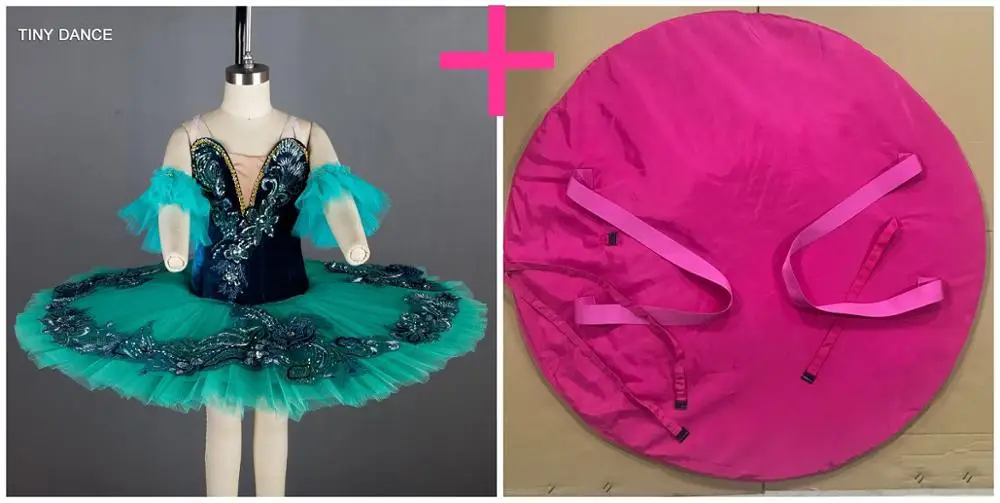 tutu and pink bag Темно-зеленый бархатный лиф, профессиональная балетная танцевальная пачка с 10 слоями, жесткая фатиновая блинная пачка, платья-пачки по индивидуальному заказу B17074 - Цвет: tutu and pink bag