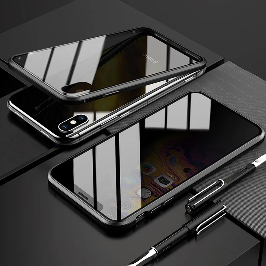 Магнитный металлический чехол из закаленного стекла для Iphone 11 Pro Max XR XS X 8 7 Plus |
