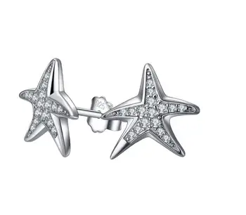 

TSHOU106 ramantic ziron starfish earring handmade 925 Sterling silver Earrings Party Jewelry Gifts