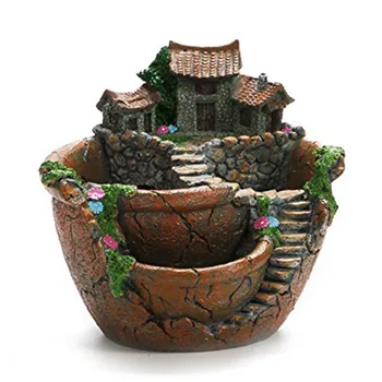 

FashionArtificial Flowers Succulent Plants Mini Fairy Garden with Sweet House for Decoration
