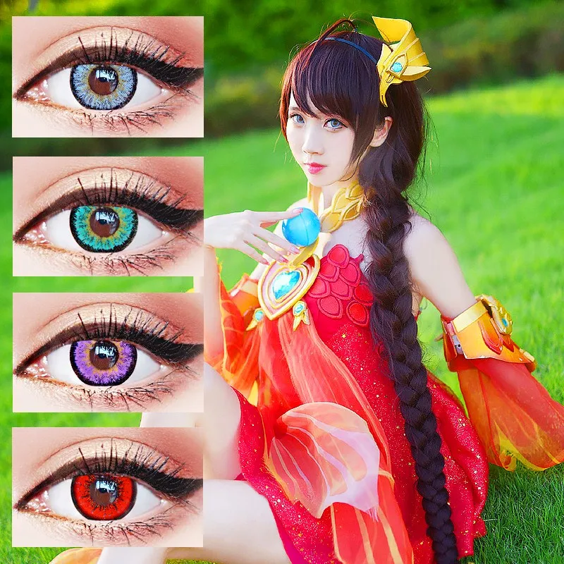Beautiful Pupil Color Contact Lenses Monthly Throw Female Path 14mm Cute Multicolor Party Gift Cartoon Girl Decoration Cosplay