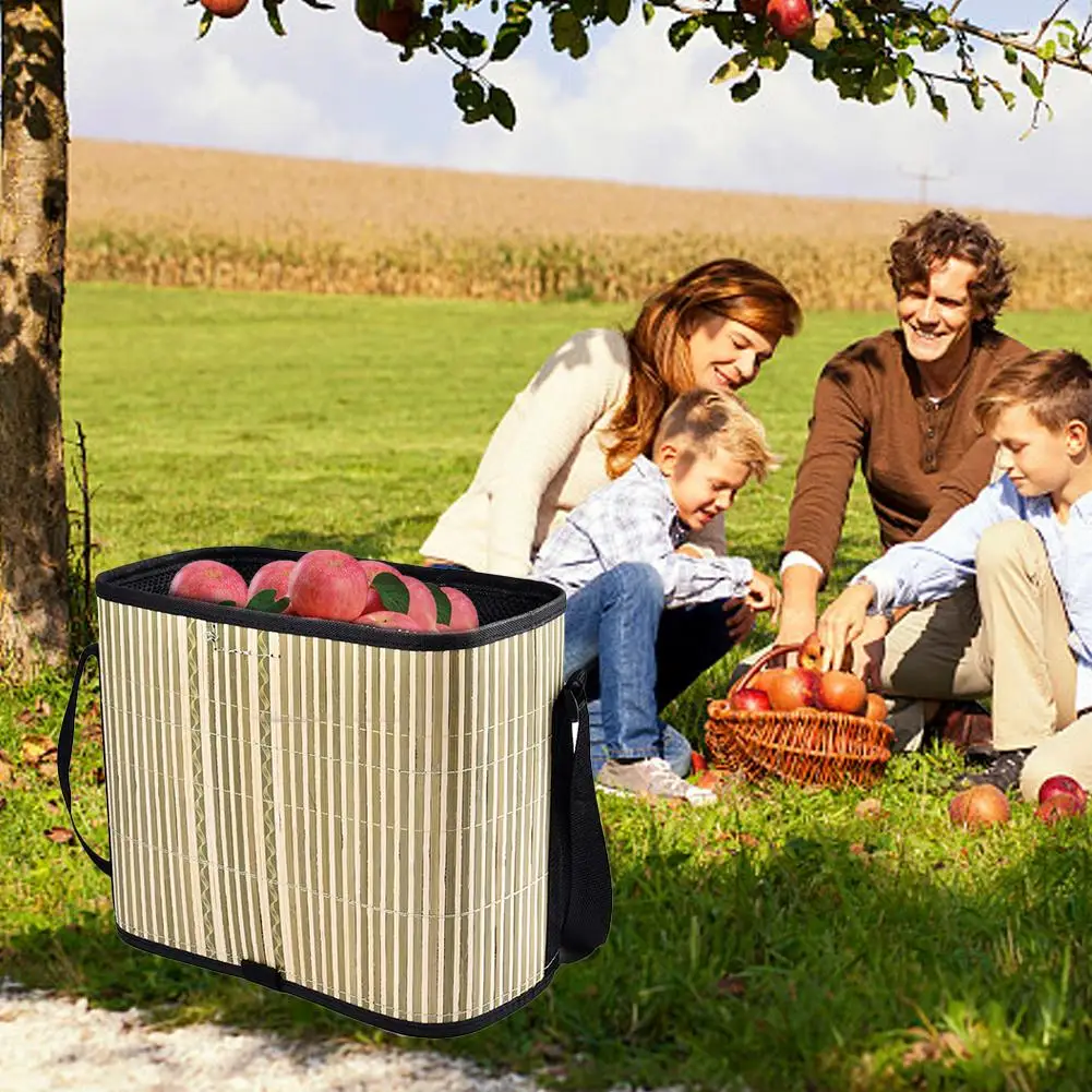 Orchard Fruit Picking Bag Vegetable Picking Organizer Collapsible Bamboo Bucket Garden Picking Collect Collection Tools