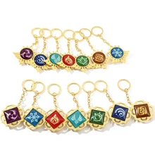 

Game Genshin Impact Cosplay Prop Eye of God Thunder Fire Ice Element Alloy Pendant Keychain Jewelry Luminous Key Chains Gift