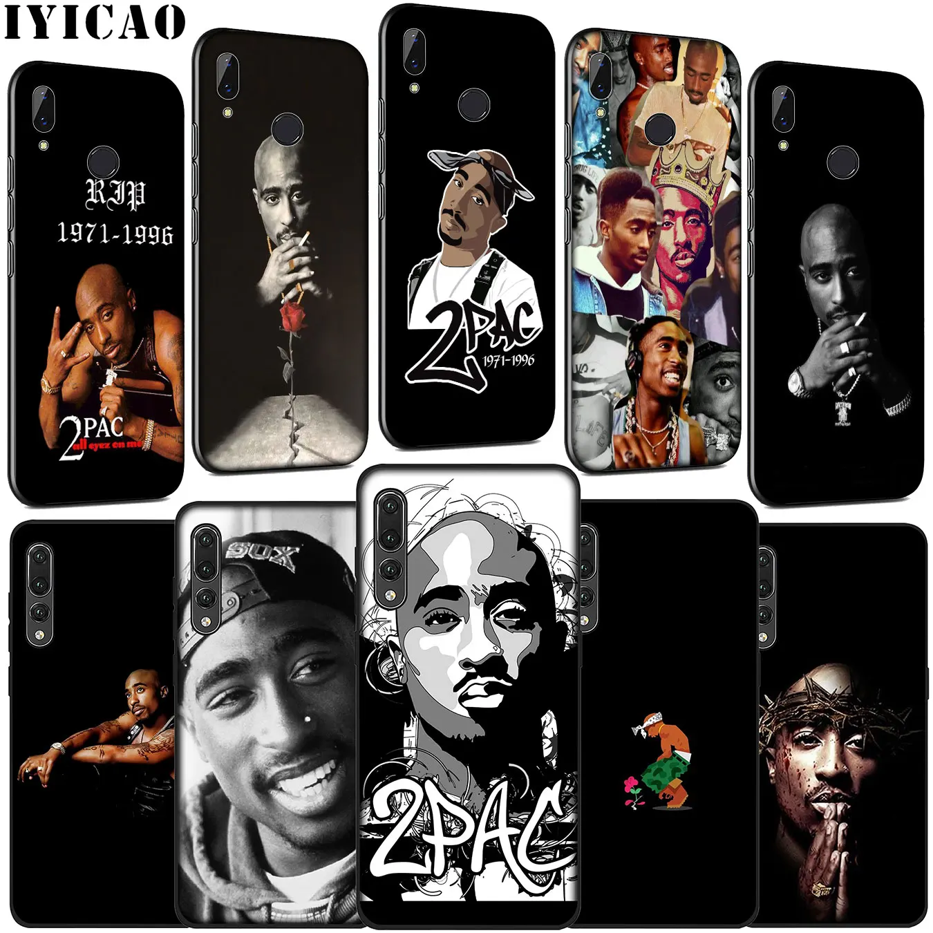 2pac tupac Crown 2 pac Rap POP Soft Silicone Cover Case for Huawei P30 P20 Pro P10 P9 Lite Mini 2017 2016 P Smart Z Plus 2019 |