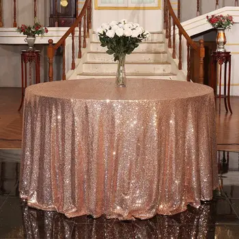 

New Round 47 Inch Sequin Tablecloth Glitter Embroidered Sequin Glitter Table Cloth Multi Colors For Wedding Party Cake Decoratio